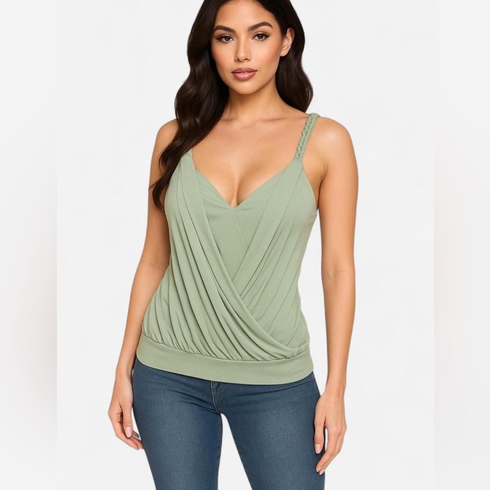 Elegant Green Draped Women's Top